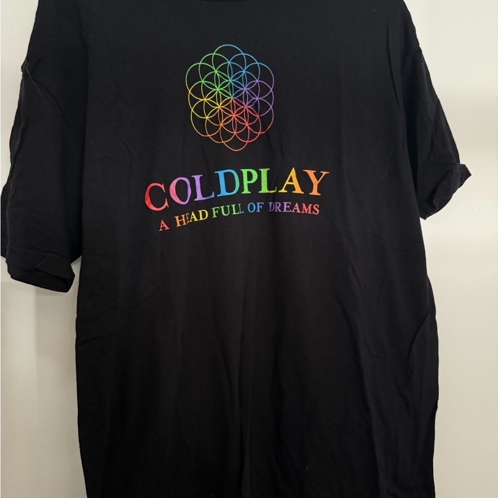 Coldplay Black T-Shirt with Rainbow Logo